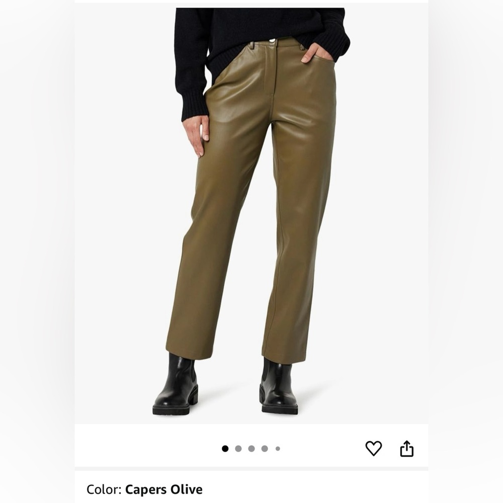 NWT The Drop Women’s Vegan Leather Straight Leg Pants in Capers Olive, size 30